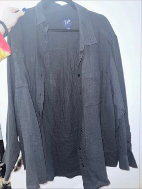 GAP Black Lightweight Button-Up Shirt Jacket